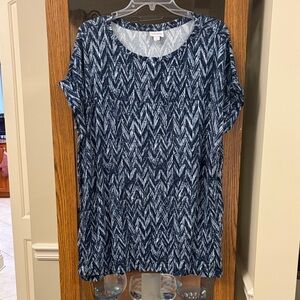 Blue and White Chevron Pattern Dress